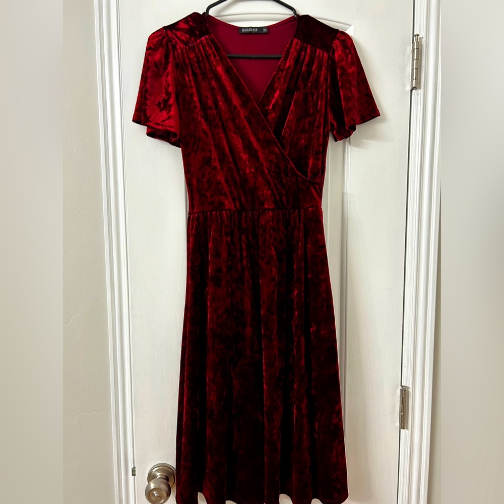 Mikarose velvet red dress size xs